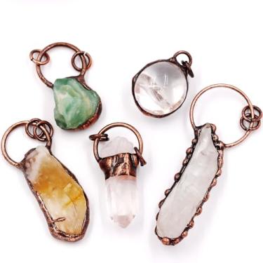 Imagem de malahill Pingentes de pedras preciosas para colar misturam pingentes de cristal de pedra para fabricação de joias, vendidos por bolsa, 5 peças dentro., Pedra, Quartzo
