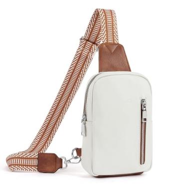 Imagem de CLUCI Pequena bolsa tiracolo feminina de couro vegano na moda, pochete feminina, 1-1off branco, Small, Estilo vintage
