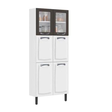 Imagem de Paneleiro Itatiaia Em Aço Branco E Grafite 6 Portas 2 Vidros New Premium