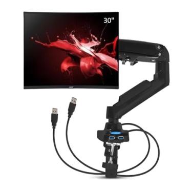Imagem de Suporte Monitor 17" A 30" Polegadas Com 2 Porta USB 3.0 Braço Articulado Ajustavel Giratorio 360 Graus Para Mesa Pistão Amortecedor A Gas - Onistek