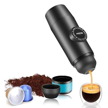 Imagem de Kavolet Máquina de café expresso elétrica portátil, aquecimento sem fio, mini cafeteira de viagem para acampamento com caixa de café em pó/cápsula 2 em 1 com bomba de pressão de 15 bar