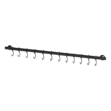 Imagem de Suporte De Cozinha Porta Talheres 60cm Com 12 Ganchos Preto - Metalcro