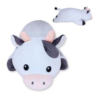 Imagem de Vaca de Pelúcia Fizzy Toys Formato Almofada Plush Branco