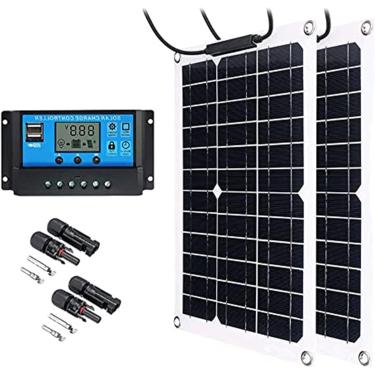 Imagem de Kit de painel solar 200W 18V Monocristalino Semi-flexível Painel mono dobrável s fora da rede Rv Kit de energia solar Estação de energia solar, para motorhomes, barcos, campistas, 10a