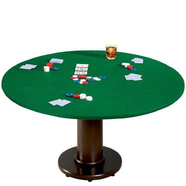 Imagem de SUNSURE Toalha de mesa de jogo de feltro redonda 91.4 cm-122 cm Toalha de mesa verde com borda elástica para pôquer, quebra-cabeças, mahjong, cartas, jogos de tabuleiro e jogos de dados