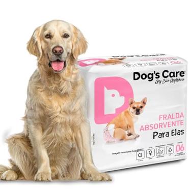 Imagem de DOG’S CARE Fralda Descartável Para Cães Fêmeas de 13 a 20kg - Fralda Absorvente Para Cachorros Idosos e Filhotes - Tamanho G - 6 Unidades