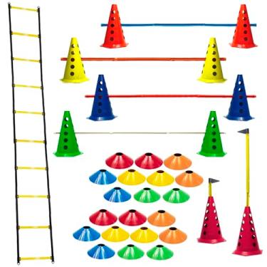 Imagem de Escada + 20 Pratos + 10 Cones Furado C/Barreira Funcional