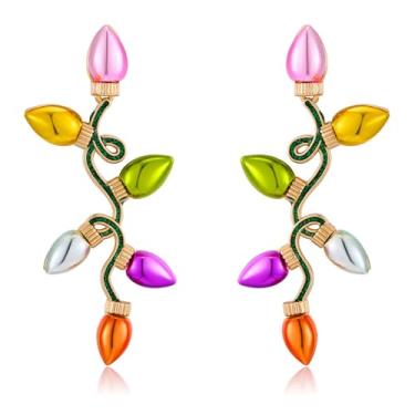 Imagem de LILIE&WHITE Brincos de Natal para mulheres com lâmpada de seis cores, brincos pendentes de Natal, brincos de Natal, joias modernas de Natal, Latão, Sem pedra preciosa