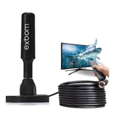 Imagem de Antena Digital Interna Externa Amplificada Portátil Cabo 5MT - Exbom