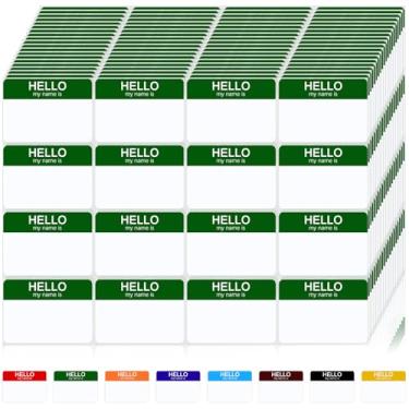 Imagem de Etiqueta de nome, 400 adesivos de crachá, 8 cores escolhidas entre etiquetas de nome, Hello My Name is Name Tags fo Classroom Party Meeting Bagagem Roupas (verde escuro, 7,6 x 5 cm)