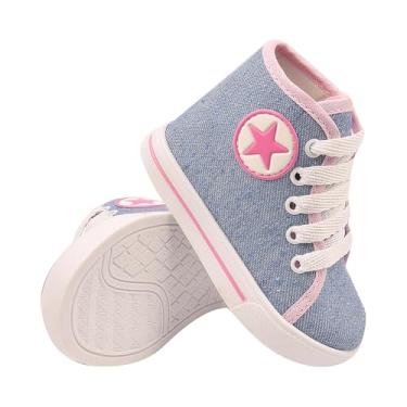 Imagem de Genérico, Tênis Infantil Bebe B2A KIDS sapatinho antialérgico confortável Cor:Jeans/rosa;Tamanho:21
