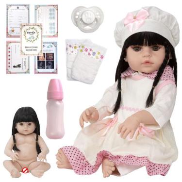 Imagem de Bebê Reborn Realista Princesa Morena 52cm 13 Itens Enxoval - Cegonha R