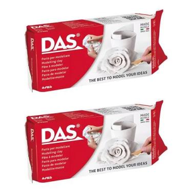 Imagem de Kit 2 Massas de Modelar BRANCA Cerâmica Fria 500g - DAS - 387000