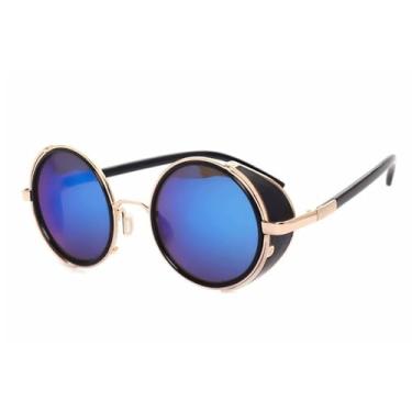 Imagem de JRLLFD Revestimento Óculos de Sol Steampunk Redondos Óculos de Sol Femininos Steam Punk Metal Óculos de Sol Masculinos Retro,3,Tamanho Único