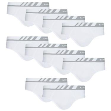 Imagem de Kit 10 Cuecas Microfibra Slip Lupo Sem Costura 691 Original, Branco, G