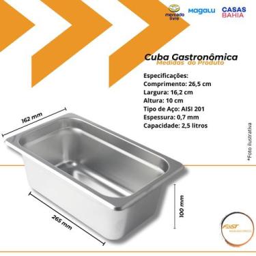 Imagem de Cuba Gastronômica 1/4 100mm Aço Inox Rechaud Buffet - FAST MÁQUINAS