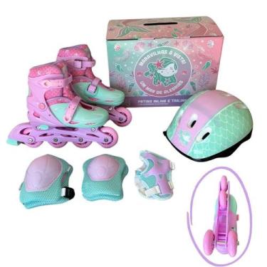 Imagem de Patins Triline Inline 4 Rodas Tamanho Ajustável 30-33 Glumi