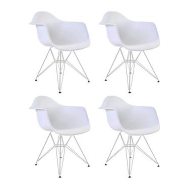 Imagem de Kit 4 Poltronas Eames Eiffel Branca com Braço Daw Ferro Branco - Up Ho
