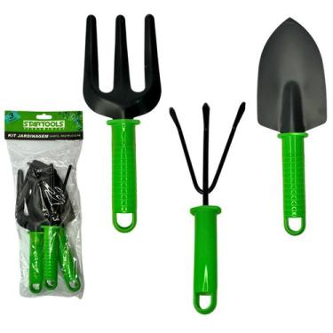 Imagem de Kit Jardinagem Jardim 3 Peças Metal Jardim Pá Garfo Rastelo - STARTOOL