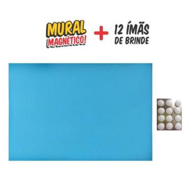 Imagem de Painel Mural de Fotos e Recados 40x60 cm + 12 Imãs azul - Onze22