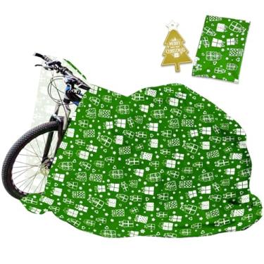 Imagem de Hifunwu Bolsa de bicicleta jumbo de Natal 180 cm x 150 cm, sacolas de presente de Natal extragrandes com etiquetas de presente, bolsa de plástico gigante grande para bicicleta verde, sacos resistentes
