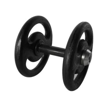 Imagem de Dumbbell Pintado Pegada Emborrachada Academia Fitness 12kg - ANILHAS F