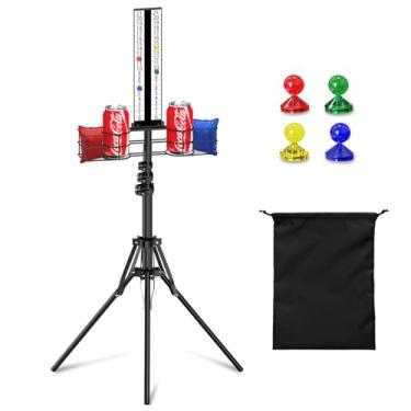 Imagem de Lokuc Cornhole Scoreboard with Drink Holder, Height Adjustable Foldable Cornhole Score Keeper with Storage Rack Includes 4 Magnets, 1 Storage Bag, Suitable for Outdoor Yard Games