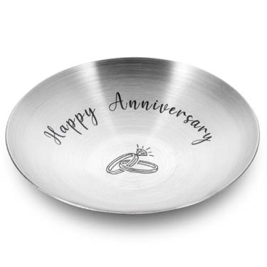 Imagem de Prato de anel de feliz aniversário, presentes de aniversário de casamento para ele, sua esposa, marido, homens, mulheres, presente de casamento romântico para casal, namorado, namorada, presentes de