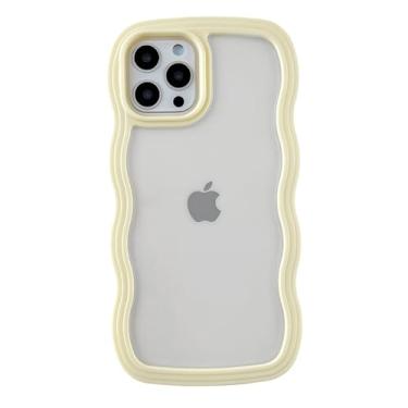 Imagem de Caseative Capa para iPhone 12 Pro, linda capa de celular macia à prova de choque com moldura ondulada (amarela)