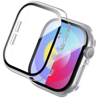 Imagem de WISKII Pacote com 2 capas com protetor de tela de vidro temperado integrado para Apple Watch SE3 Series Se/6/5/4 de 44 mm, capa rígida ultrafina à prova de choque para iWatch 44 mm, acessórios
