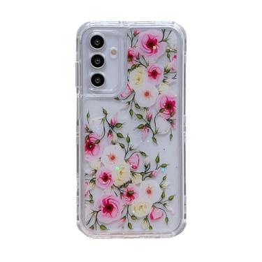 Imagem de Capa transparente floral 3 em 1 para Samsung Galaxy A15 5G/4G, 3 camadas slim fit padrão de flores coloridas 3D bonito feminino estética tendência à prova de choque capa feminina de corpo inteiro para