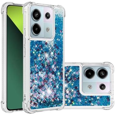 Imagem de Monwutong Capa Slim Fit para Redmi Note 13 Pro 5G, TPU macio com glitter líquido efeito areia movediça capa de proteção de tela e câmera para Redmi Note 13 Pro, azul LSWT