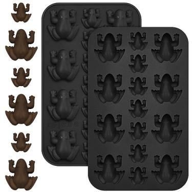 Imagem de Tessco for you 2 peças de silicone sapo molde de chocolate Halloween doces em forma de sapo Páscoa gelatina molde de animal divertido para festa de feiticeiro de aniversário, decoração de bolo
