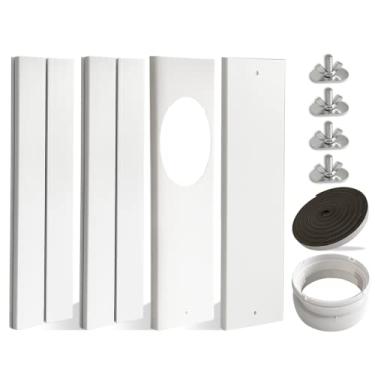Imagem de Yehchi Kit de janela de ar condicionado portátil com acoplador universal para mangueira de exaustão de 1,5 cm, kit de vedação de janela portátil para unidade AC, kit de ventilação de janela deslizante ajustável