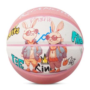 Imagem de Kuangmi Bola de basquete hip-hop, tamanho oficial padrão 7 75 cm, bola de cesta de rua interna e externa, Coelhinho legal