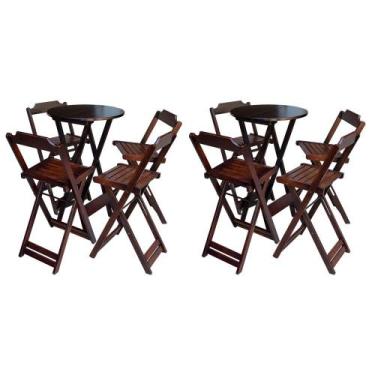 Imagem de Kit 2 Jogos de Mesa Bistrô de Madeira com 4 Cadeiras Dobravel Ideal pa