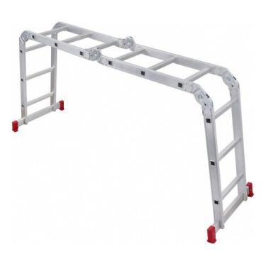 Imagem de Escada Articulada 4x3 Em Aluminio 12 Degraus - Botafogo, Prateado