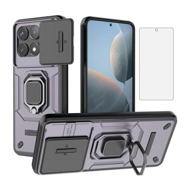 Imagem de Asuwish Capa de telefone para Xiaomi Redmi K70/RedmiK70 Pro/Poco F6 Pro com capa deslizante para câmera de vidro temperado, suporte de anel, suporte robusto, fino, protetor de célula Redme K 70 70K 6F