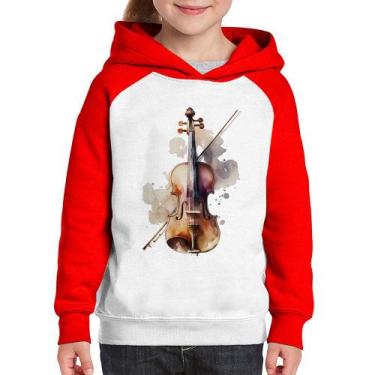 Imagem de Moletom Infantil Violino - Foca na Moda, Branco, Vermelho, 12