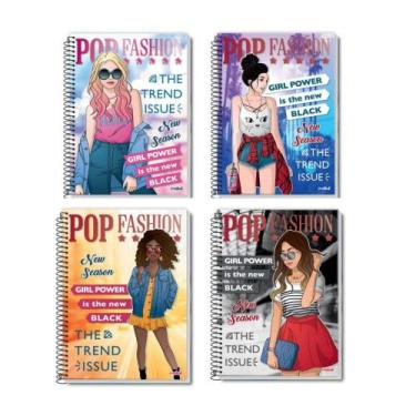 Imagem de Kit 5 Caderno Pop Fashion 200 Folhas Espiral 10 Matéria - CREDEAL