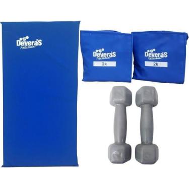 Imagem de kit musculação peso musculação halteres 2 kg par tornozeleira de peso 