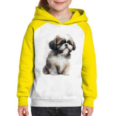 Imagem de Moletom Infantil Cachorro Shih Tzu Filhote - Foca na Moda, Branco, Ama