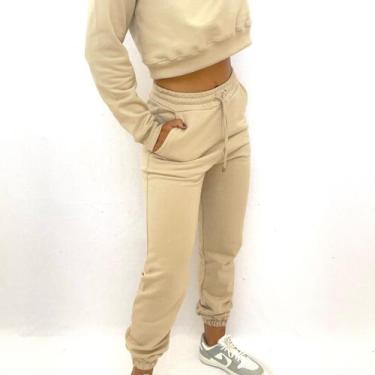 Imagem de Conjunto Moletom Cropped e Calça Estiloso e Confortável - NATIVA, Nude