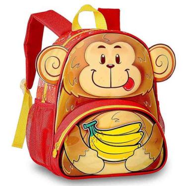 Imagem de Mochila Infantil Clio Pets Macaco Vermelha CP9023P-VM, Vermelho