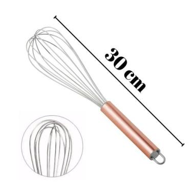Imagem de Batedor De Ovos Massas Fouet Rose Profissional Aço Inox 30Cm - Mimo St