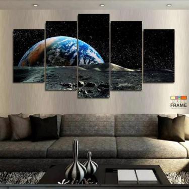 Imagem de Quadro Decorativo Planeta Terra 130x63 em tecido - Wall Frame