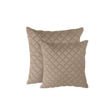 Imagem de Kit 2 Almofadas Tressê 50x50cm e 40x40cm Veludo Bege - Nexta Casa