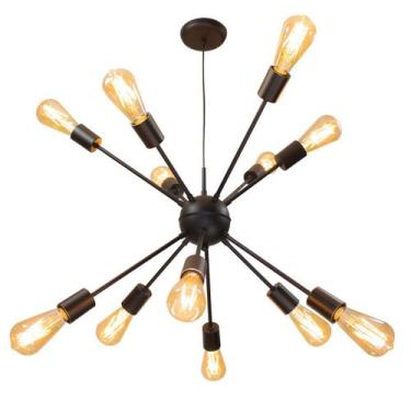 Imagem de Pendente Sputnik Atom Preto + 12 Lampadas Filamento de carbono 220V st