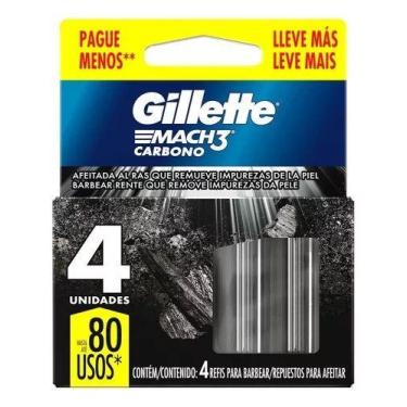 Imagem de Carga Lâmina De Barbear Gillette Mach3 Carbono 4 Cartuchos