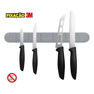 Imagem de Kit 2 Barras Magnética Para Facas (Porta Facas) Cinza Premium - Fixaçã